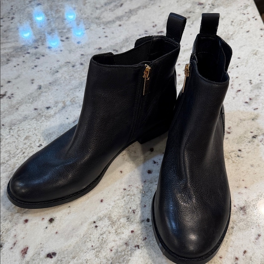 Lands End Soft Leather Black Ankle Boots- NWOT